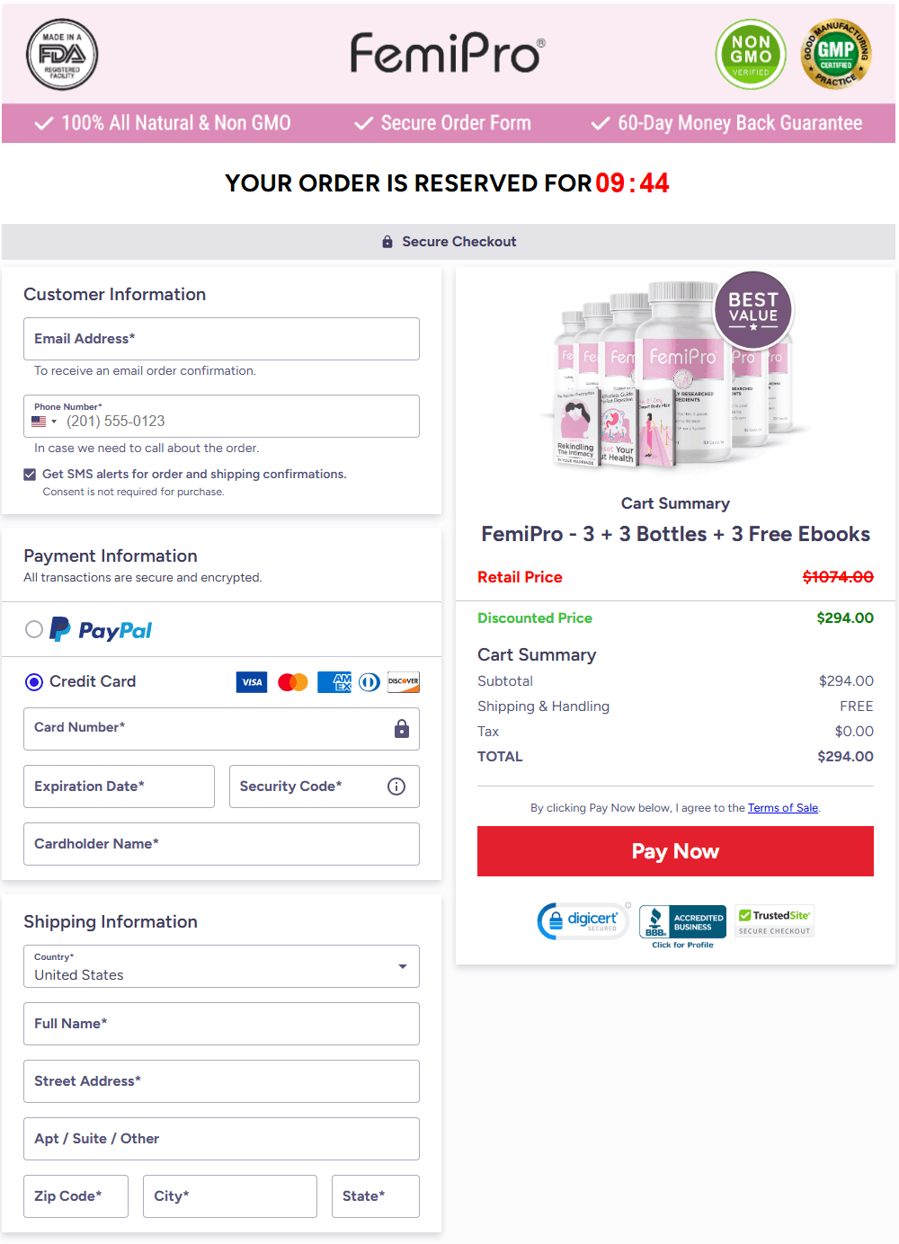 FemiPro-buy-best-order-page